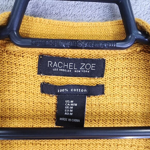 Womens Rachel Zoe Yellow Open Front Cardigan Sweater Long Sleeve Pockets Size M - Picture 6 of 11